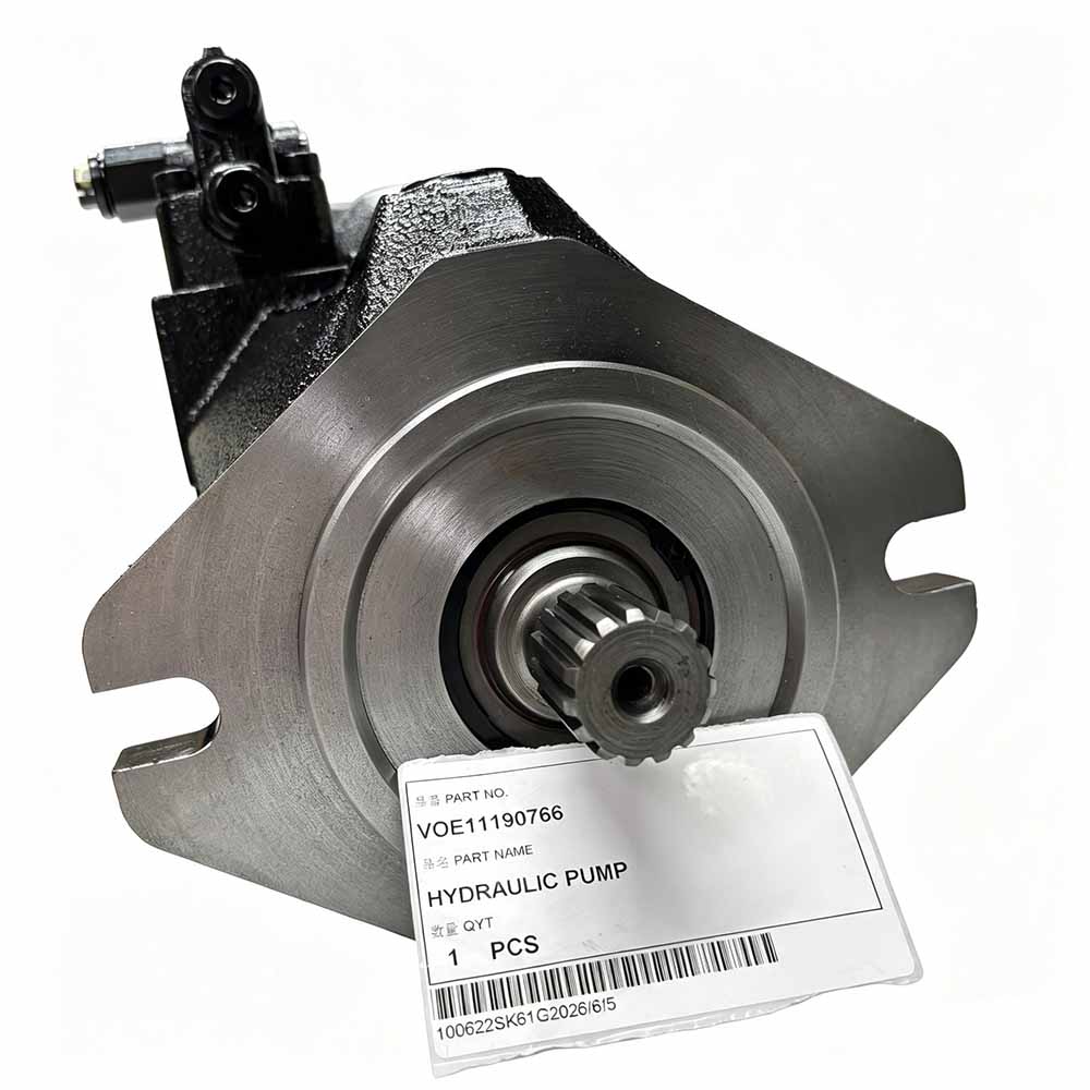 VOE11190766 hydraulic pump with splined shaft and identification tag