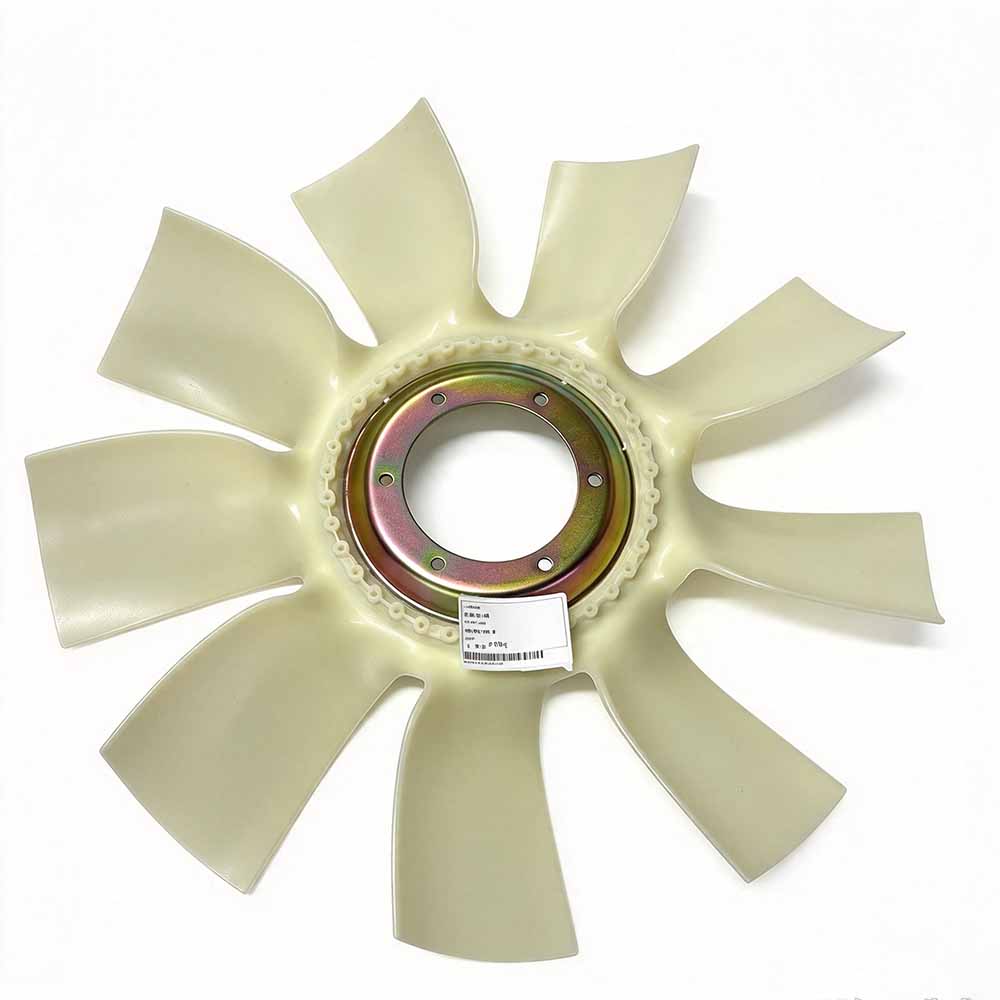 Hyundai-R140W-9-replacement-cooling-fan-11Q6-01250-hub-mount-close-up
