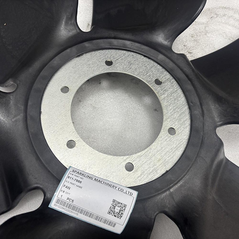 Caterpillar spider fan assembly, CA5117558 fan, 511-7558 CAT fan, CAT MH3250 cooling fan, 6-blade fan spider, material handler fan parts, CAT cooling system parts, MH3250 fan assembly, Caterpillar radiator fan