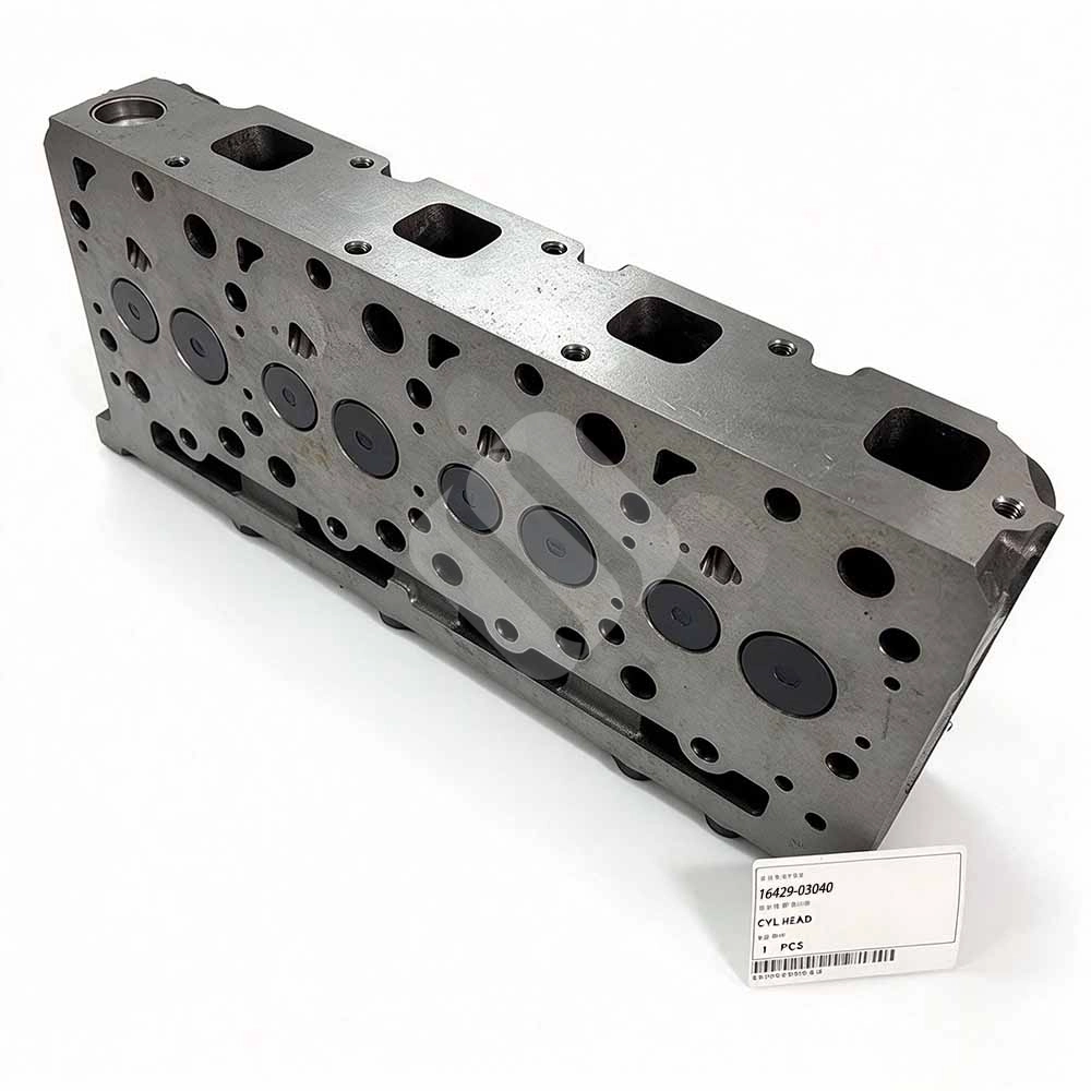 16429-03040 Engine Cylinder Head for Kubota V2403 & KX161-3 Kubota-KX161-3-replacement-cylinder-head-16429-03040-intake-ports-close-up
