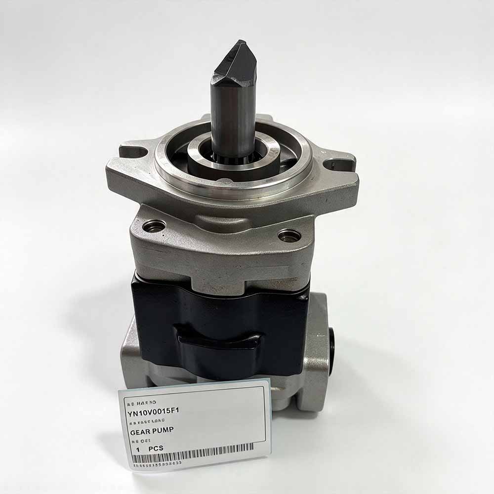 Kobelco-SK235SR-2-replacement-gear-pump-YN10V00015F1-drive-spline-close-up