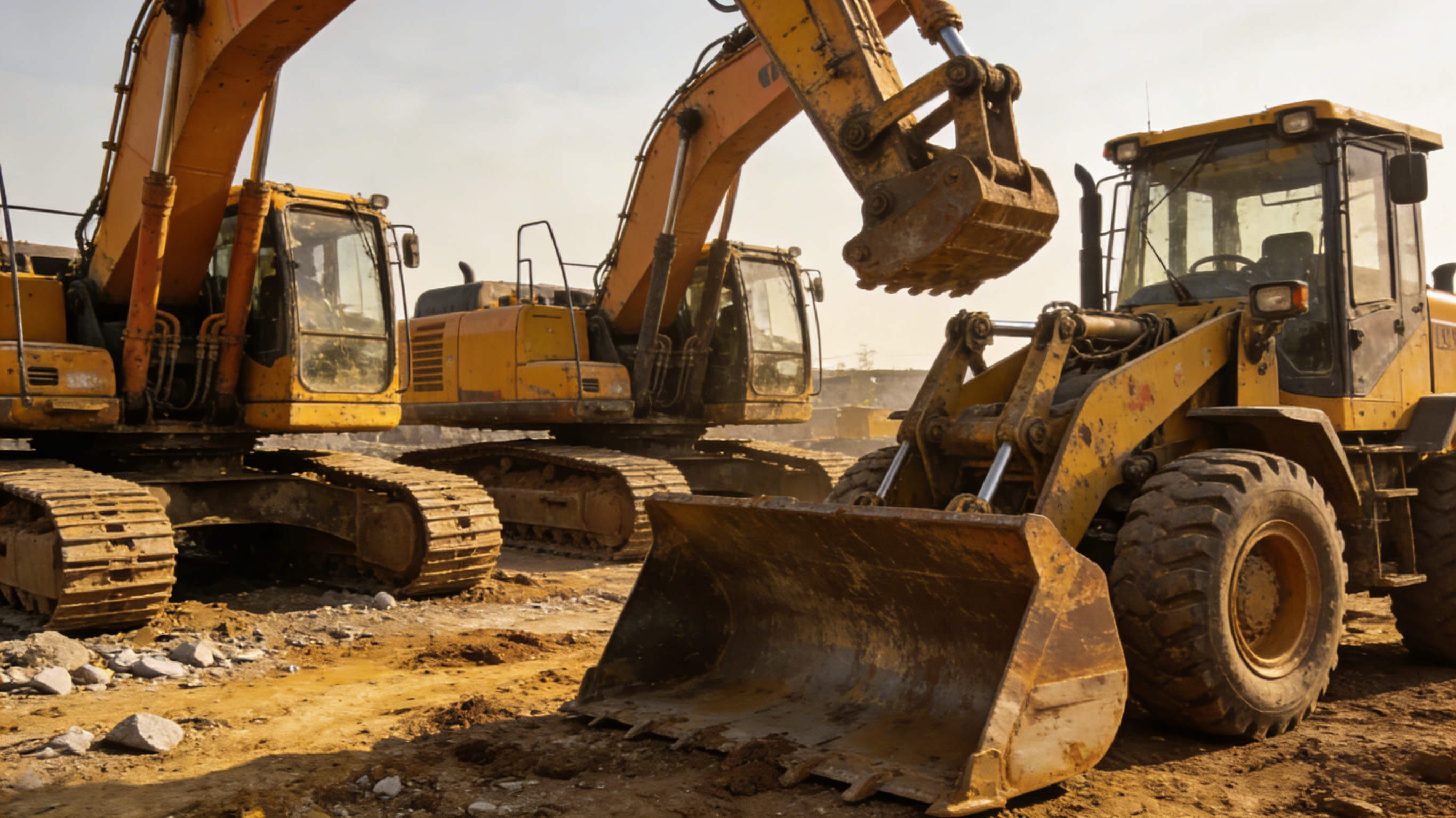Excavator and Bulldozer