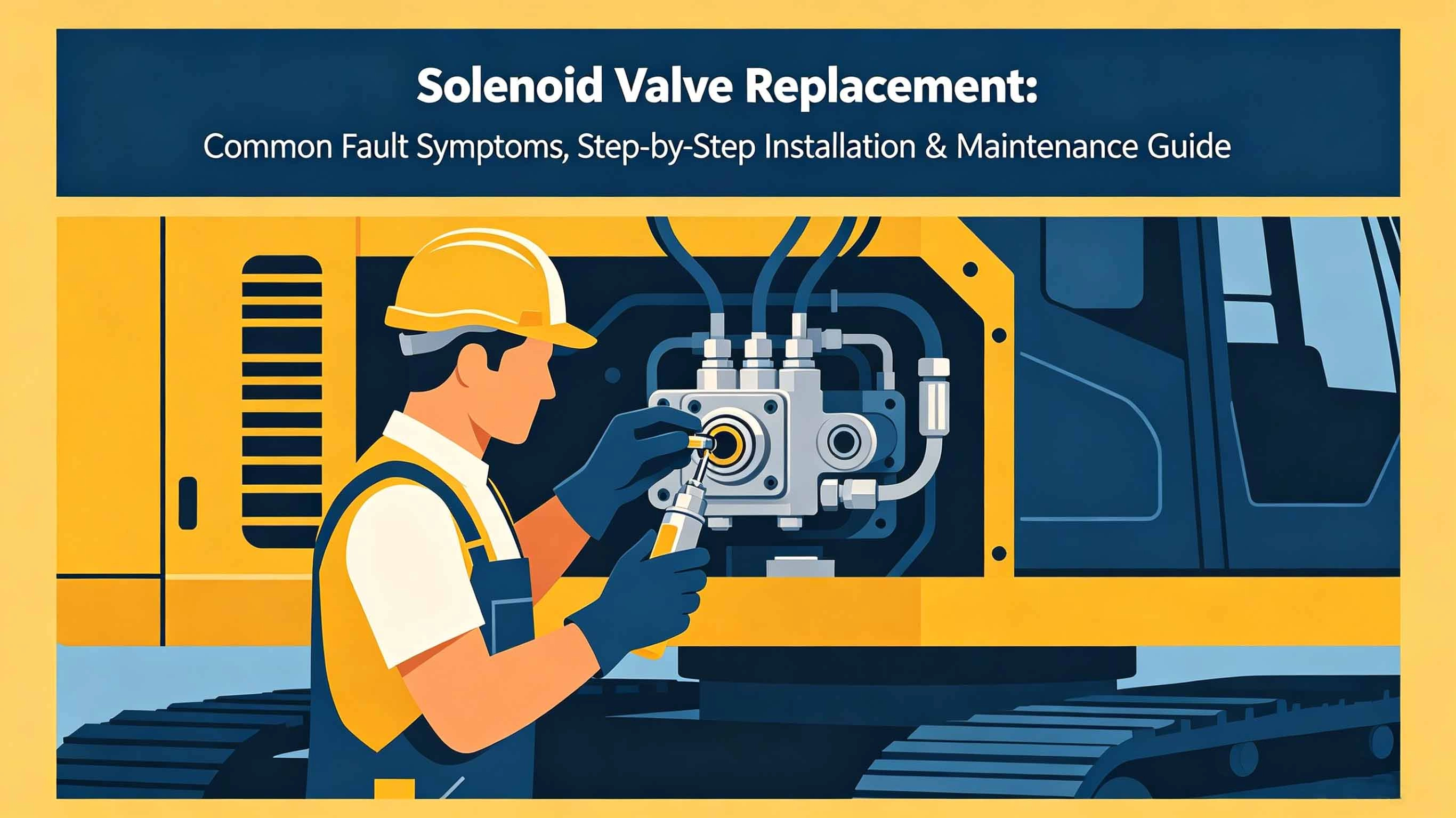 Illustration of a technician performing a solenoid valve replacement