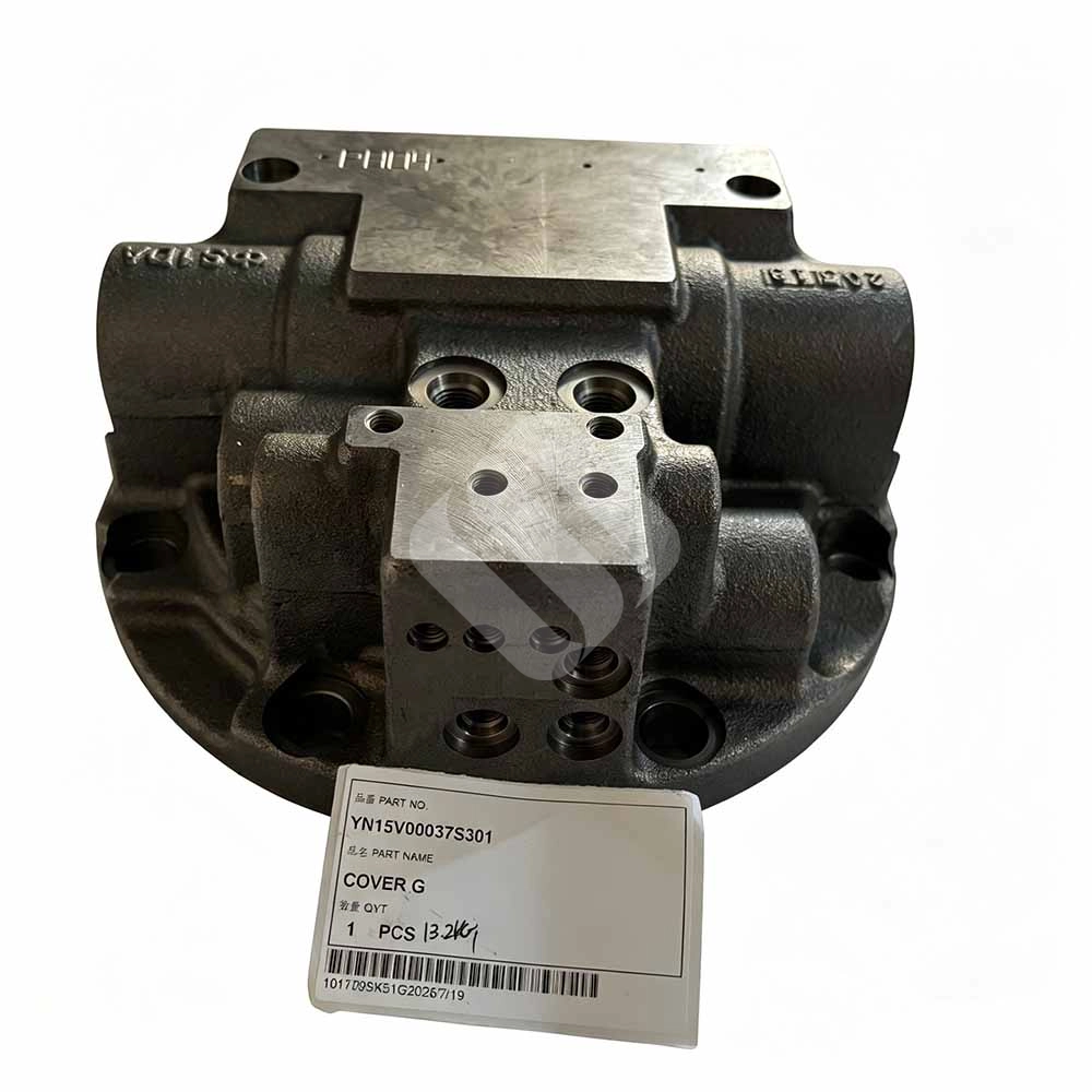 Genuine YN15V00037S301 Cover G for Kobelco SK200-8 & SK210-8 Heavy-duty metal hydraulic valve cover with part number YN15V00037S301