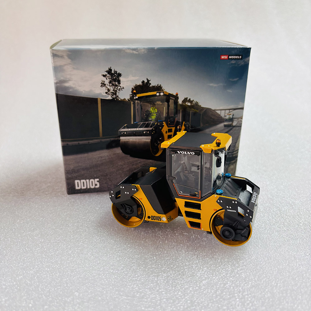 Volvo DD105 die-cast compactor model metal alloy double drum roller with articulated steering