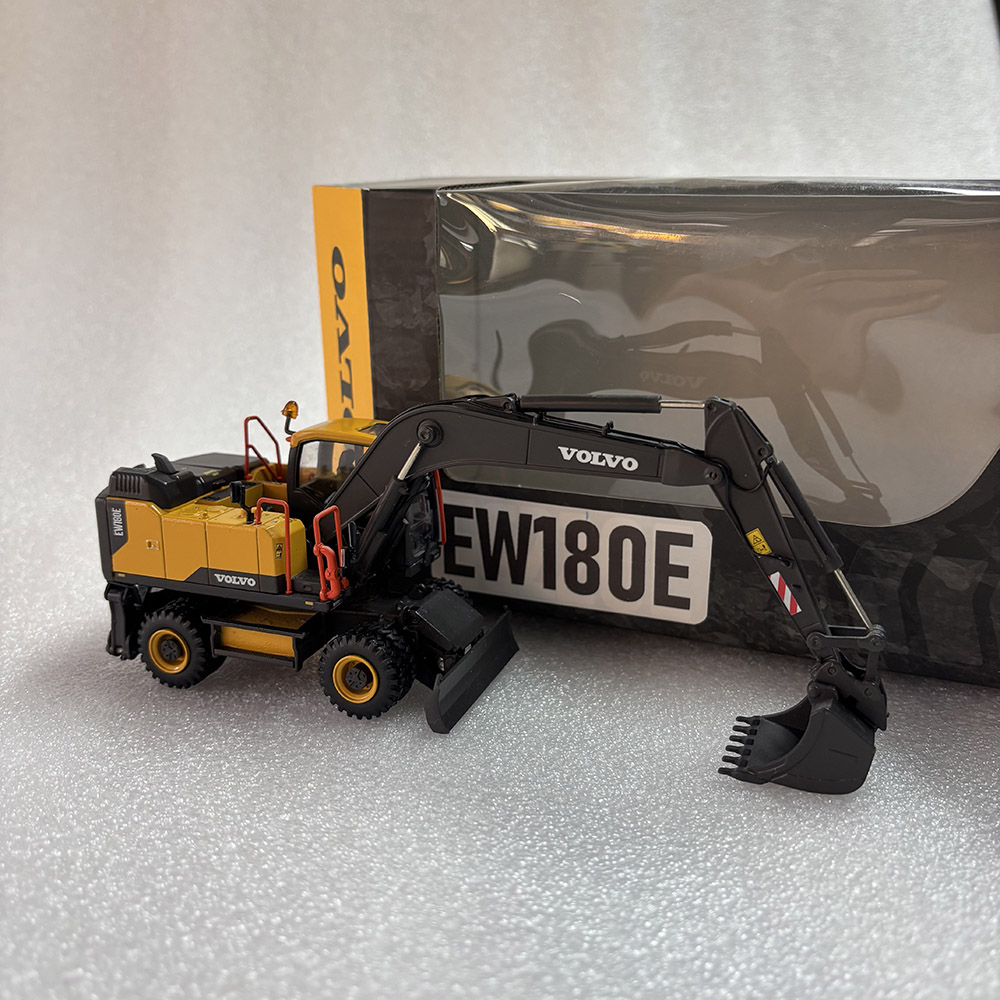 Volvo EW180E die-cast excavator model metal alloy with movable boom arm and bucke