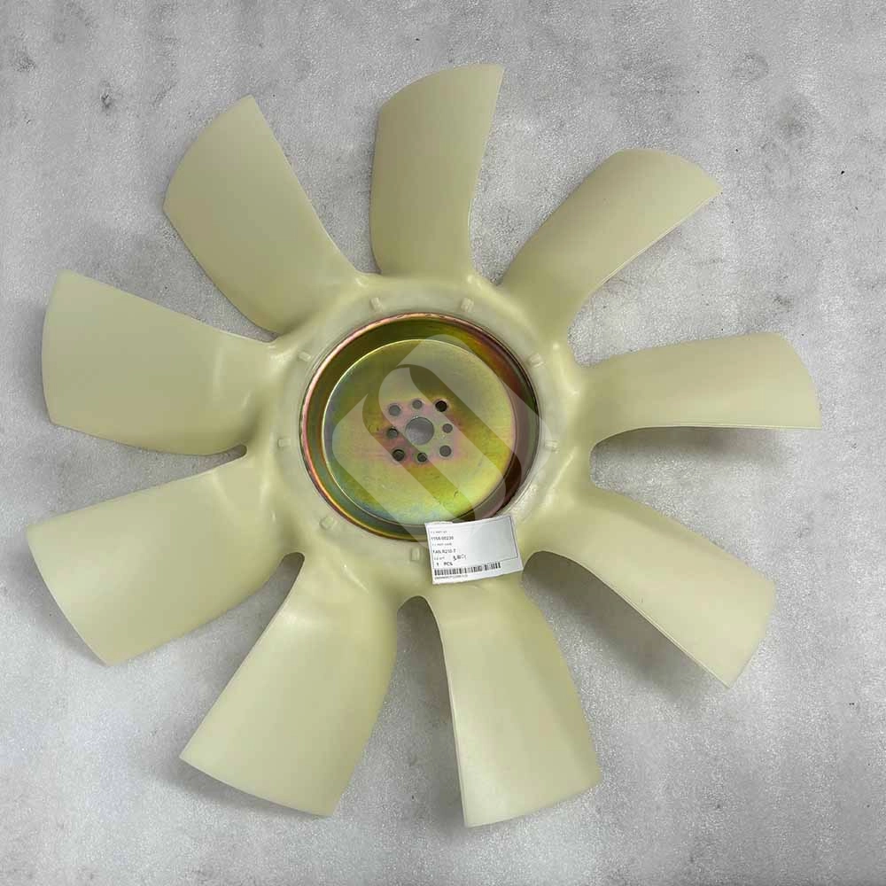 11N6-00230 Cooling Fan for Hyundai R210LC-7 & R250LC-7 (Cummins 6BT5.9) 11N6-00230-Hyundai-replacement-fan-showing-6-bolt-mounting-hub