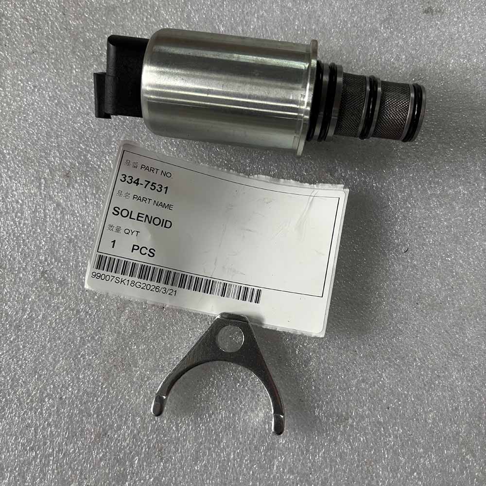 Metal solenoid valve part 334-7531 with label and mounting bracket.
