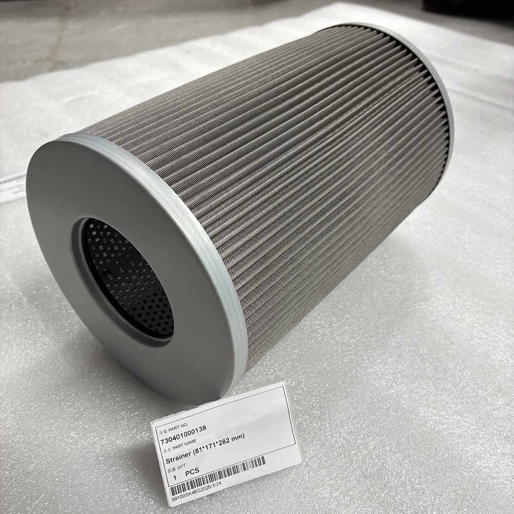 730401000139 Cylindrical industrial metal mesh strainer filter with pleated surface
