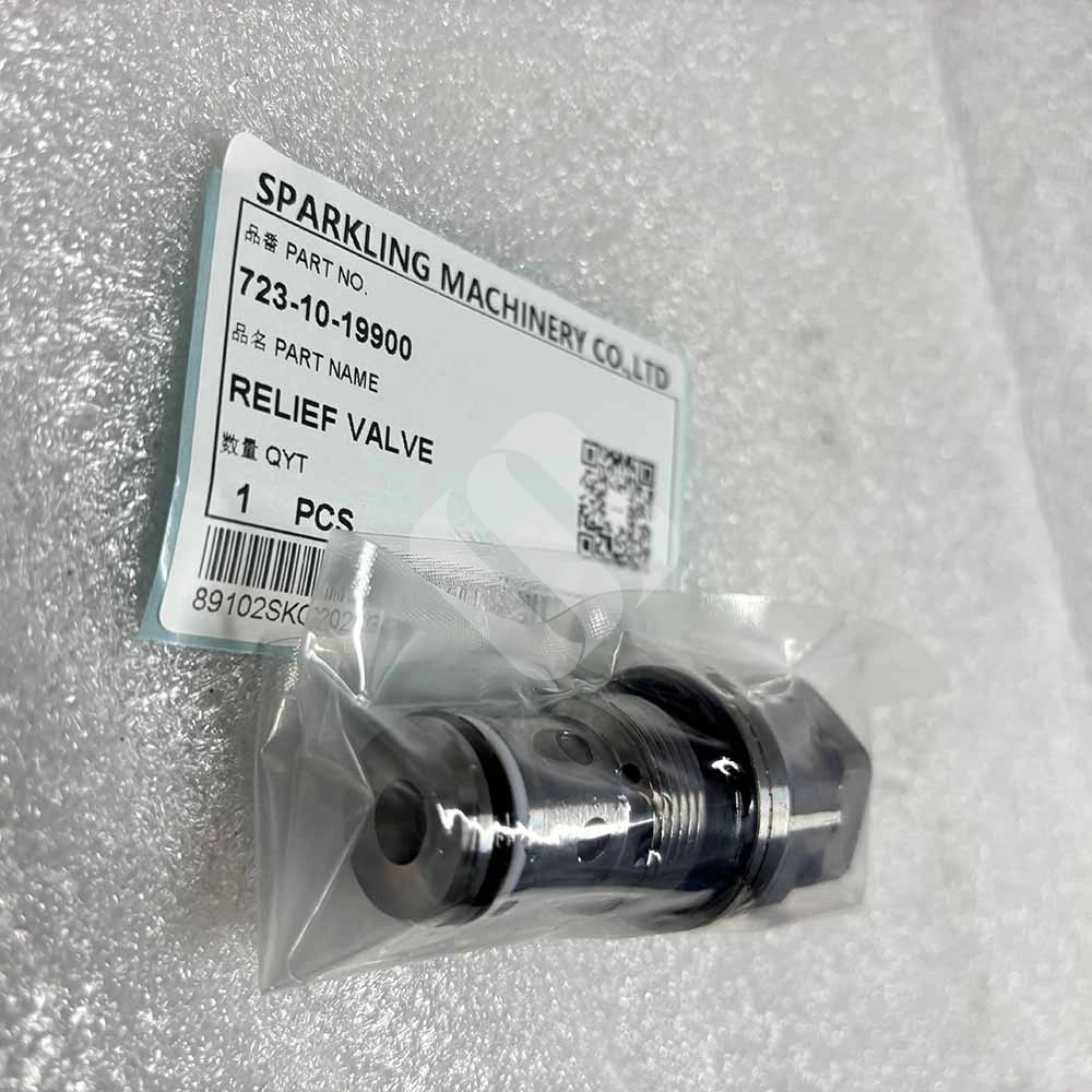 723-10-19900 Hydraulic Relief Valve for Komatsu WB93R-5, WB97R-5, WB93R-8 Komatsu-WB97R-5-backhoe-loader-main-control-valve-relief-723-10-19900
