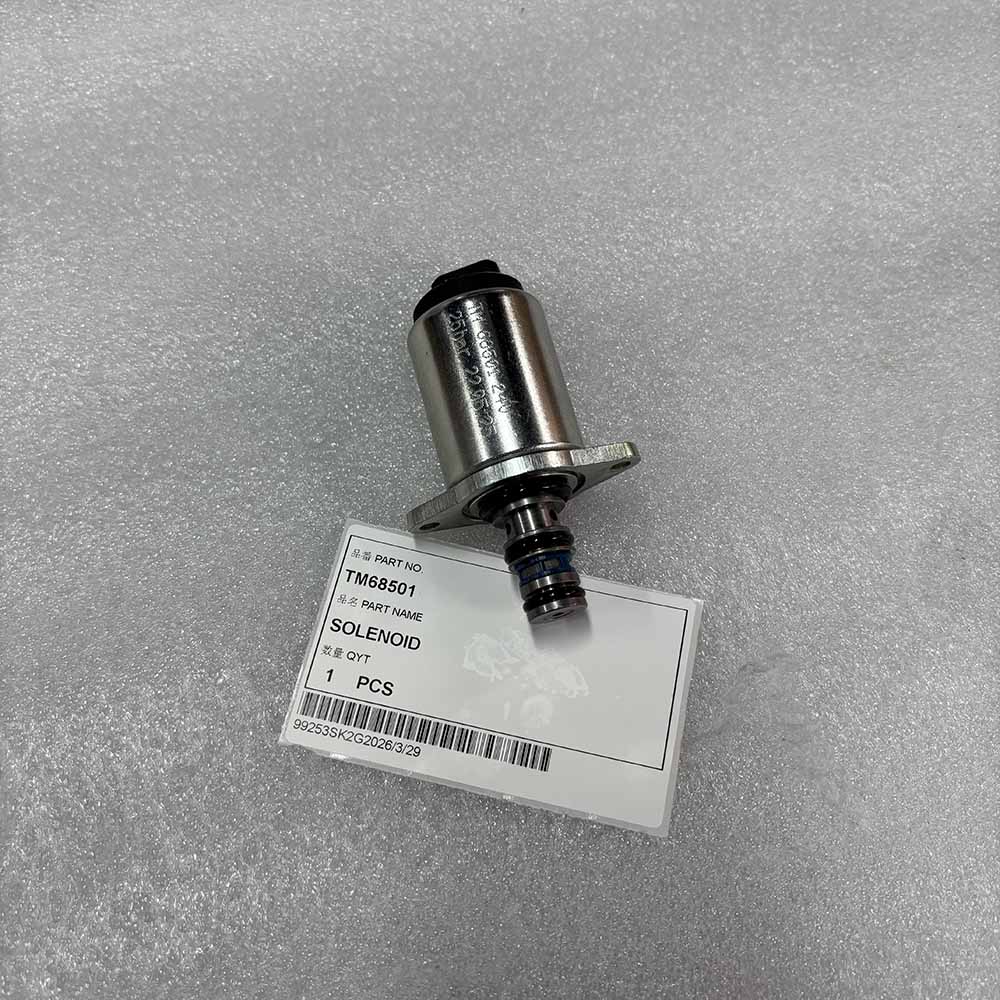 TM68501 Solenoid Valve 24VDC 25Bar for Heavy Machinery TM68501 Solenoid valve part with identification label on a white surface.