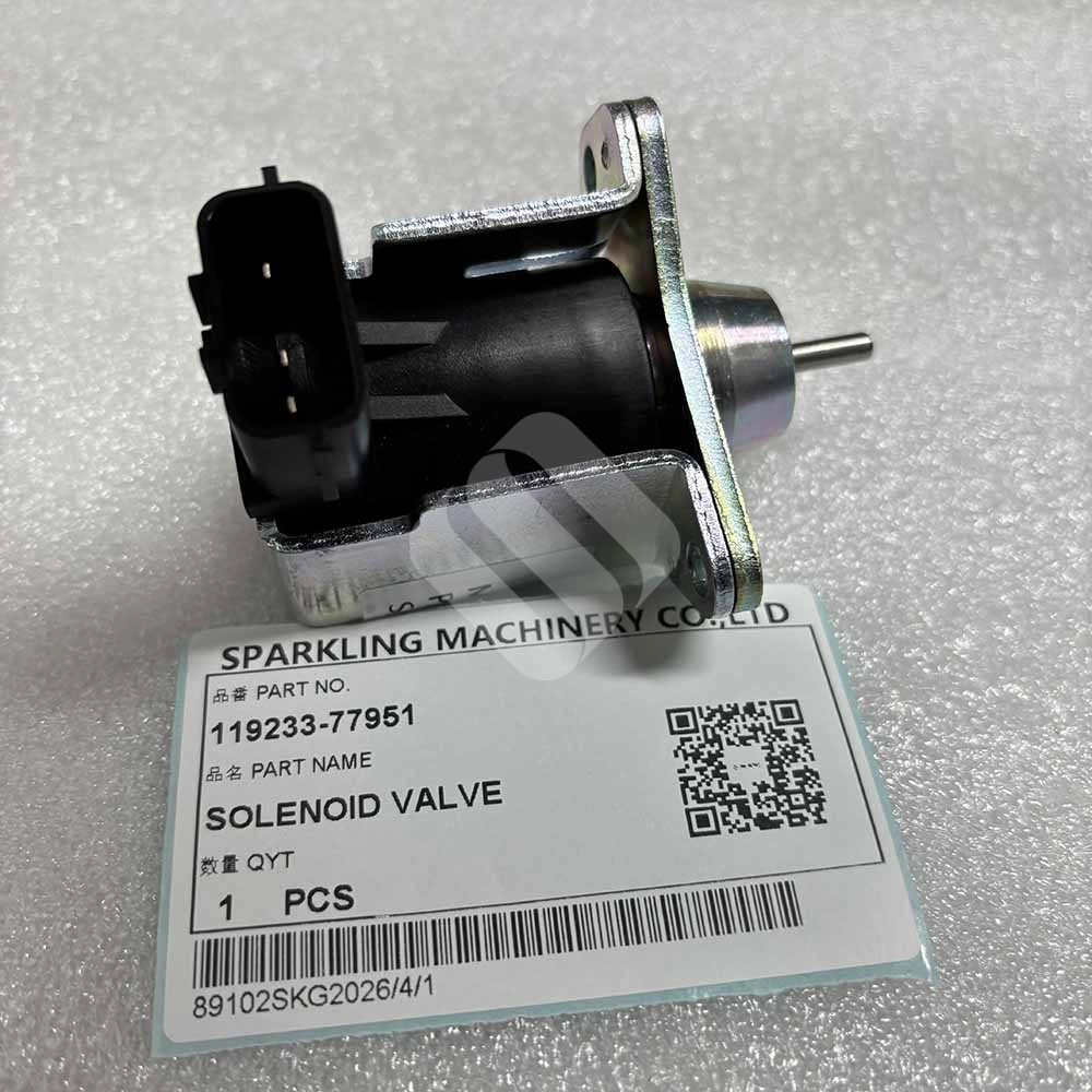 12VDC 119233-77951 Fuel Shut-Off Solenoid for Yanmar B25V, B30V, VIO20 119233-77951-12VDC-3-wire-solenoid-for-Yanmar-diesel-engines