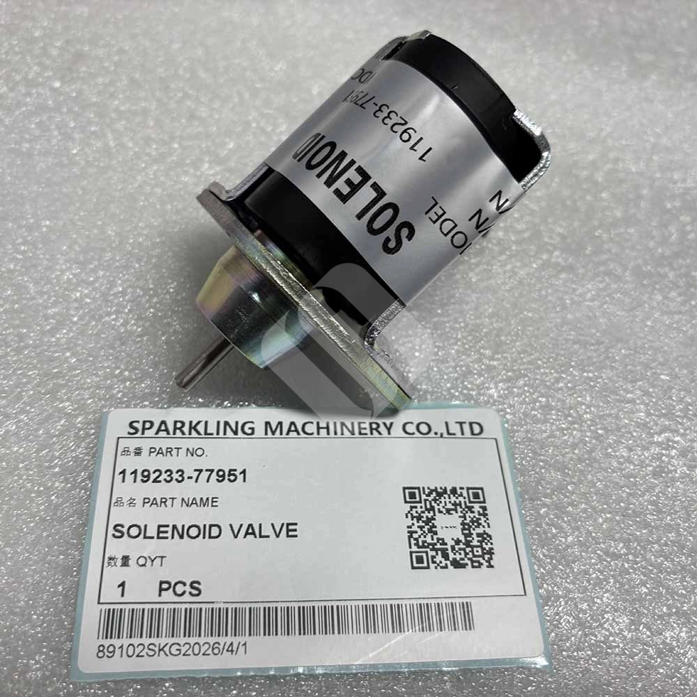 12VDC 119233-77951 Fuel Shut-Off Solenoid for Yanmar B25V, B30V, VIO20 119233-77951-fuel-shut-off-solenoid-for-Yanmar-VIO20-excavator