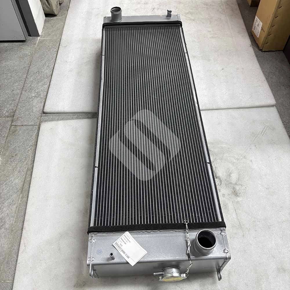 418-03-62111 Radiator Komatsu WA270-8 WA270-8E0 Wheel Loader Large aluminum industrial radiator core for heavy machinery cooling.