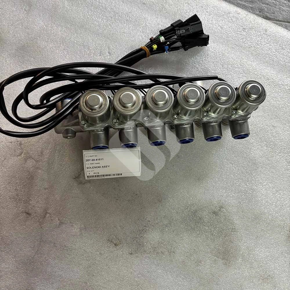 24V DC 20Y-60-41611 Solenoid Assembly for Komatsu PC200-8, PC210-8 20Y6041611-solenoid-valve-with-electrical-connector-for-Komatsu-PC200LC-8