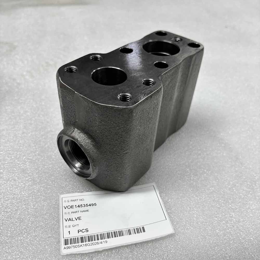 Industrial metal valve part VOE14535495 for heavy machinery.