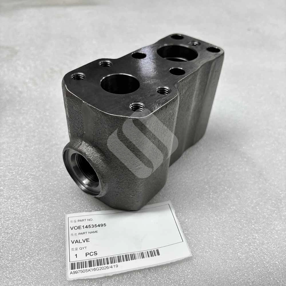 VOE14535495 Solenoid Valve for Volvo EC140B, EC135B, EW145B Excavators Industrial metal valve part VOE14535495 for heavy machinery.