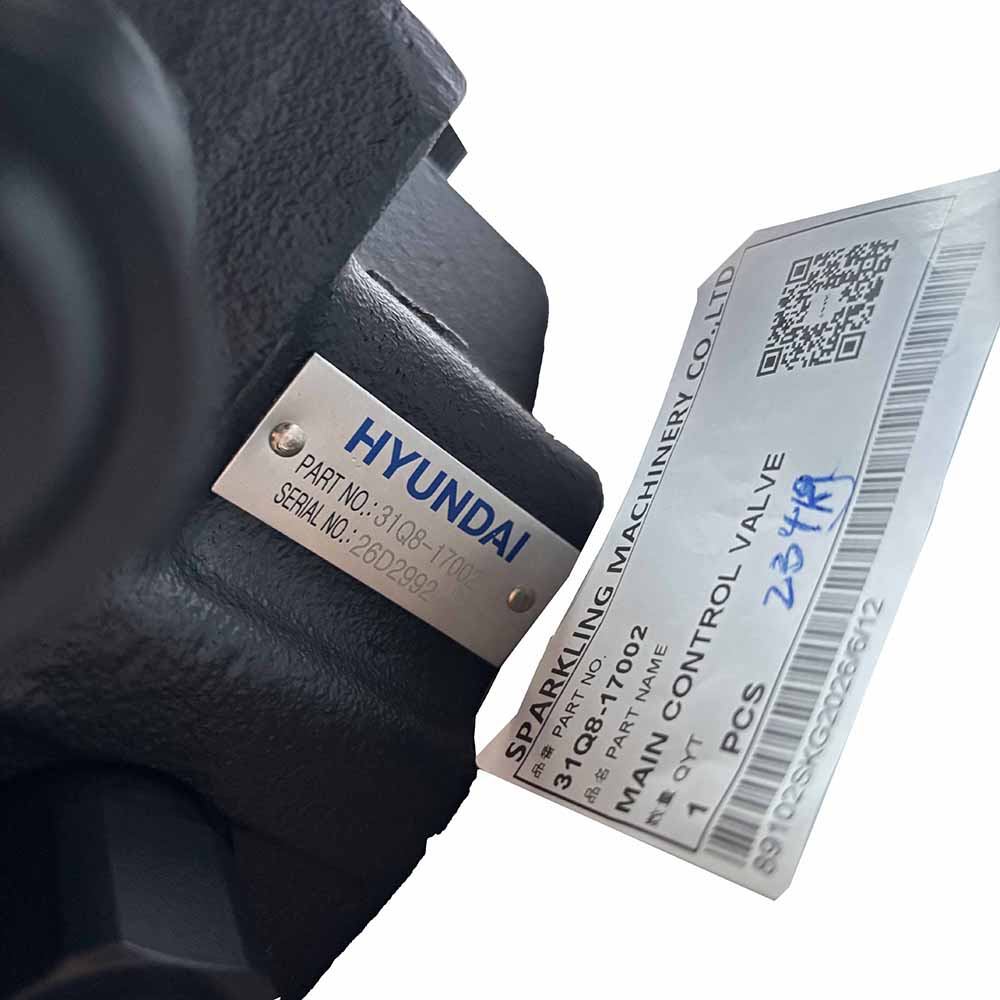 Hyundai Main Control Valve, Part No. 31Q8-17002, with manufacturer labels