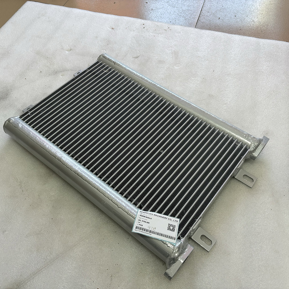 Kubota oil cooler RD82964040, RD829-6404-0, KU819640, Kubota KX80-3 oil cooler, KX80-4 hydraulic oil radiator, RD82964040 cooler replacement, OEM Kubota oil cooler, aftermarket Kubota cooler, KX80-3 parts.