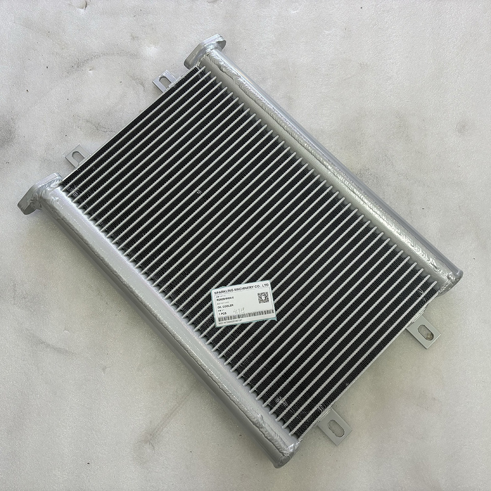 Kubota oil cooler RD82964040, RD829-6404-0, KU819640, Kubota KX80-3 oil cooler, KX80-4 hydraulic oil radiator, RD82964040 cooler replacement, OEM Kubota oil cooler, aftermarket Kubota cooler, KX80-3 parts.