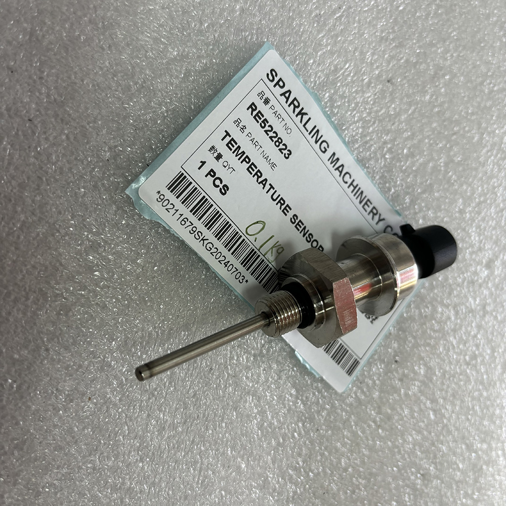 John Deere RE522823, temperature sensor, heavy equipment temp sensor, 1210E sensor, 670G temp sensor, 290GLC sensor, 755D sensor, 624K hydraulic sensor, 350DLC engine monitor, 953M temperature sensor, OEM Deere sensor, aftermarket Deere temperature part.