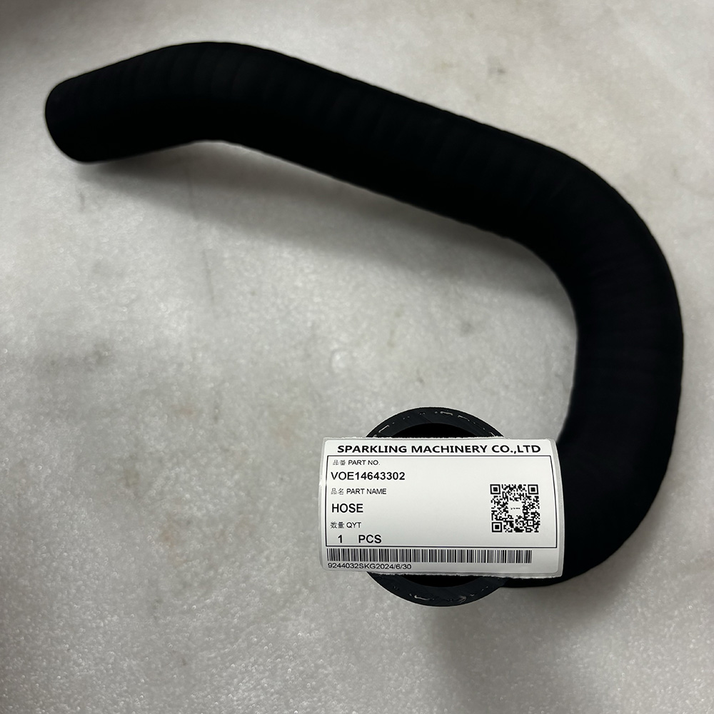 Volvo VOE14643302 hose, EC380D cooling hose, EC480D radiator hose, PL4809D coolant hose, Volvo cooling system hose OEM, aftermarket VOE14643302, Volvo excavator radiator hose, VOE 14643302 China-made hose.