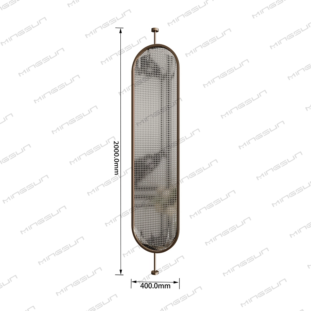 Dimensioned drawing of a tall, narrow decorative glass panel. - MINGSUN Dimensioned drawing of a tall, narrow decorative glass panel. - MINGSUN