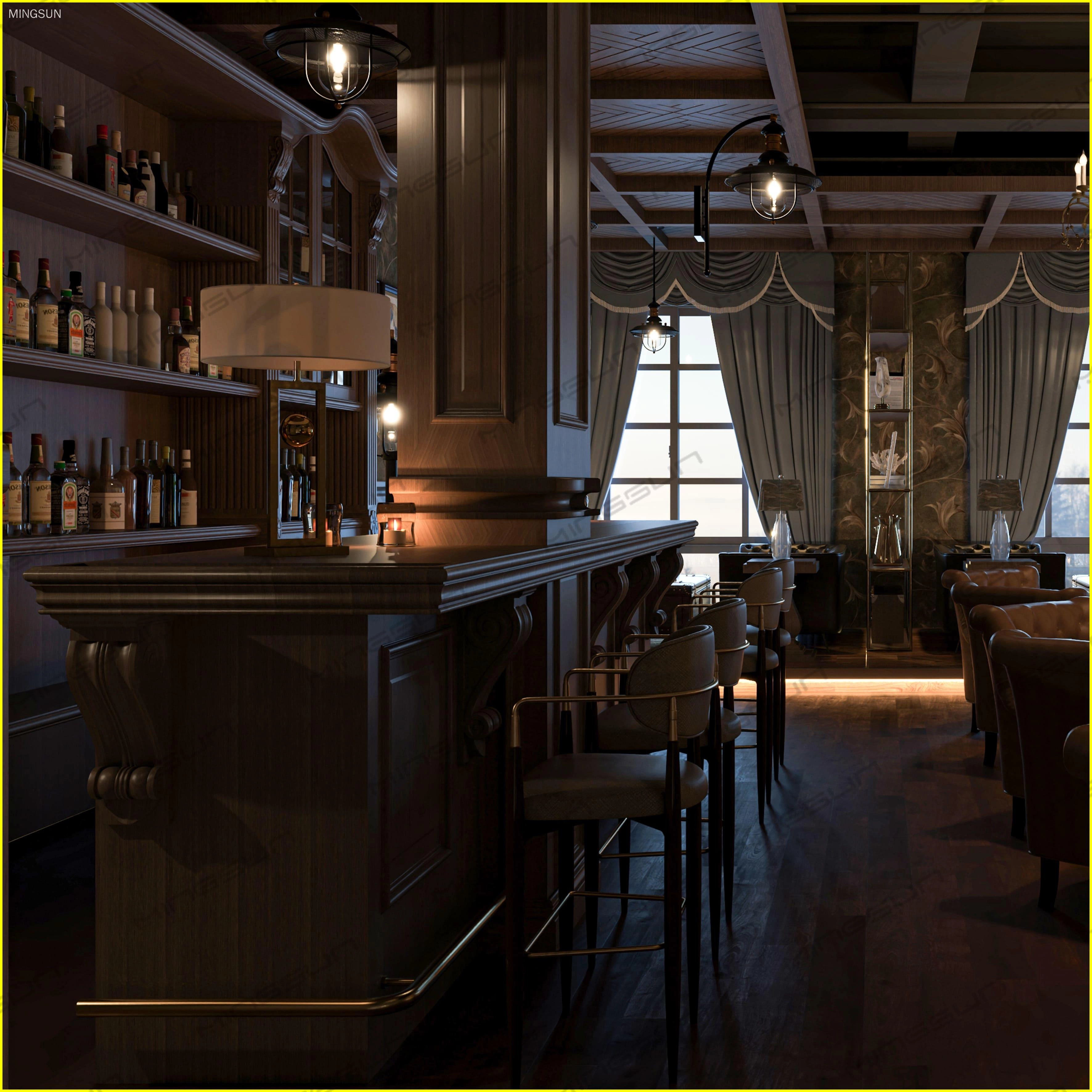 Luxury-Hotel-Bar-Furniture-Set-–-Custom-Vintage-Style-Bar-Counter,-Display-Cabinet-&-Lounge-Seating-for-Boutique-Hotels - MINGSUN Luxury Hotel Bar Furniture Set – Custom Vintage-Style Bar Counter, Display Cabinet & Lounge Seating for Boutique Hotels - MINGSUN
