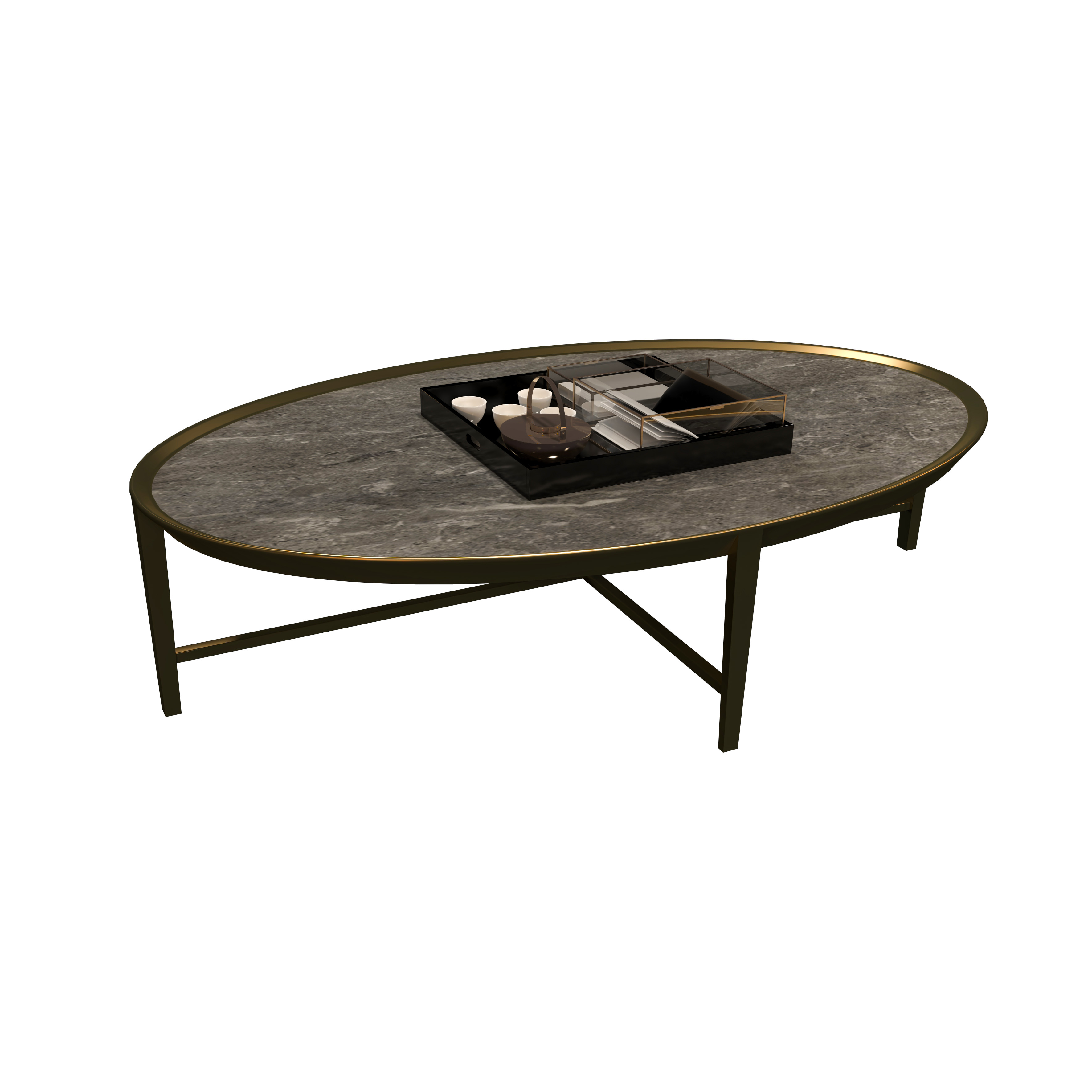 Luxury Hotel Lobby Furniture System – Custom Modular Gold Bookshelf, Marble Bar Counter, Sofa & Coffee Table Set