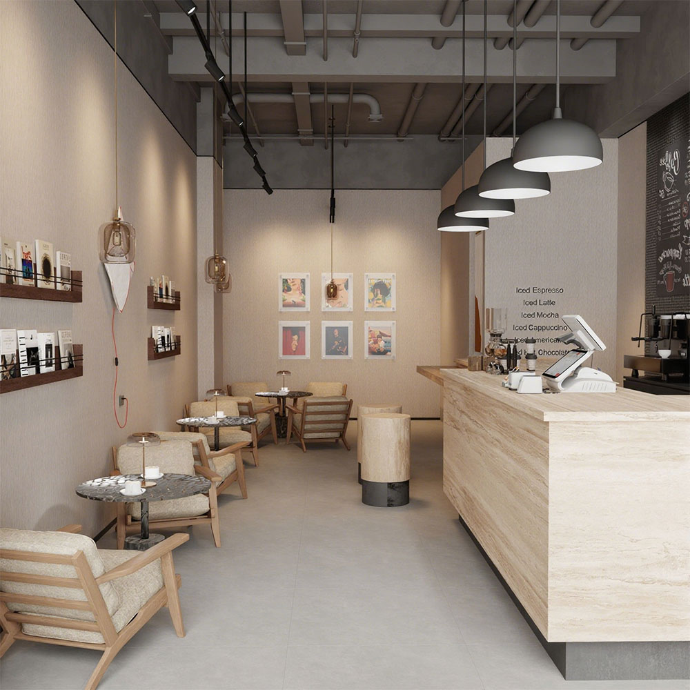 Modern Coffee Bar Counter & Display Shelving – Custom Designed Café Furniture for Hotels & Boutique Cafés - MINGSUN
