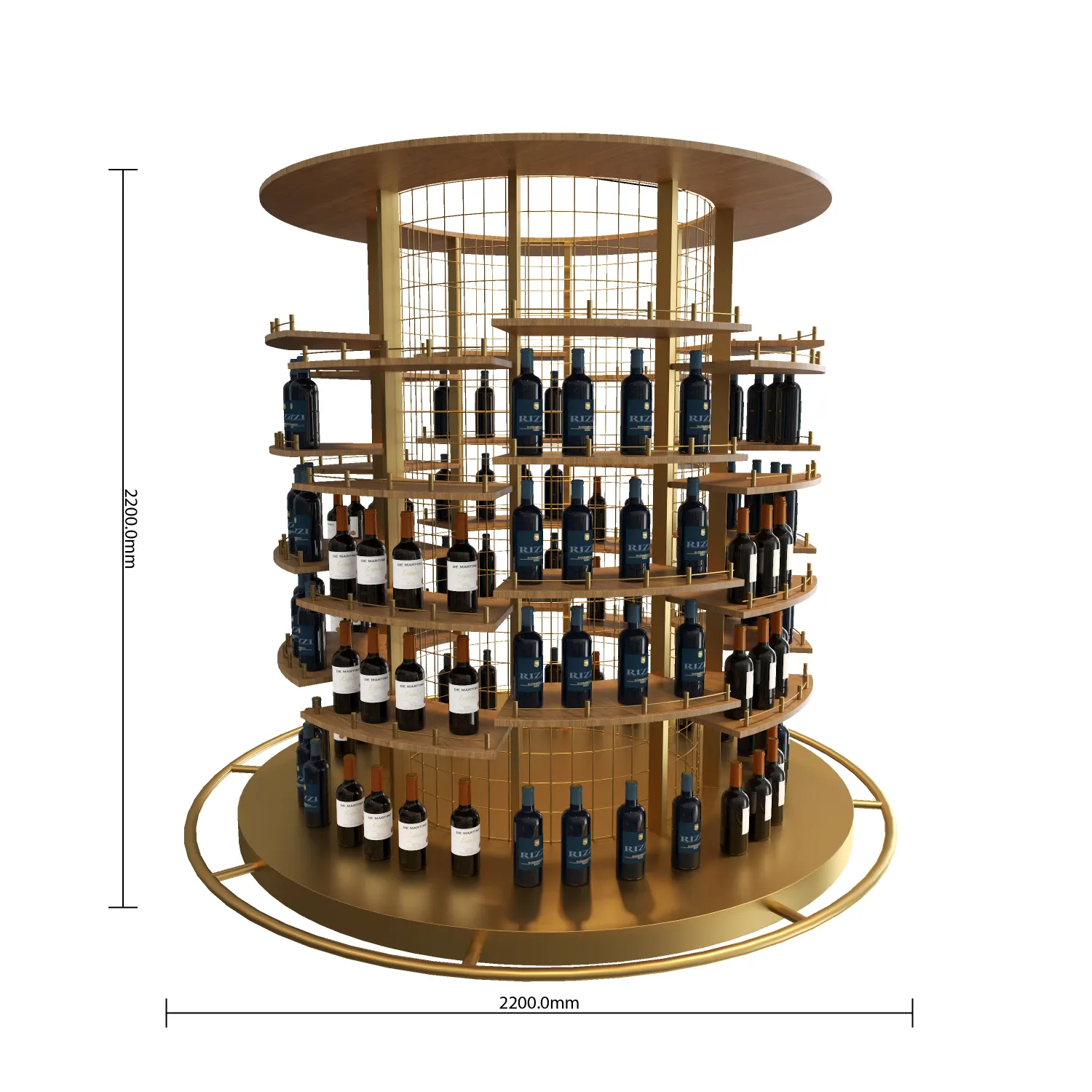 2200mm-diameter-luxury-circular-wine-display-shelf-for-hotels