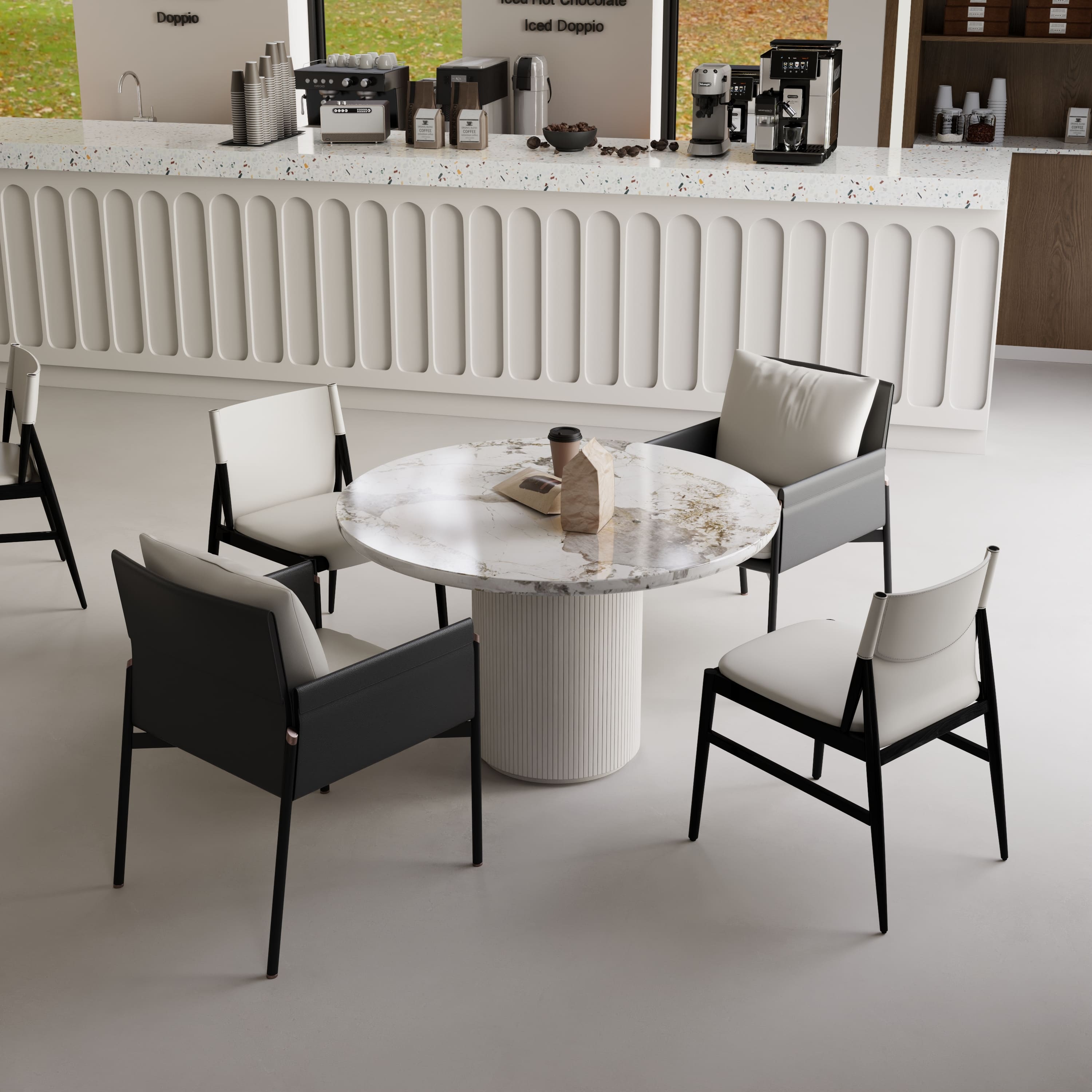 Modern Hotel Coffee Bar Furniture Set – Custom Designed Bar Counter, Marble Tables & Seating – Factory Direct from Guangzhou (6) - MINGSUN
