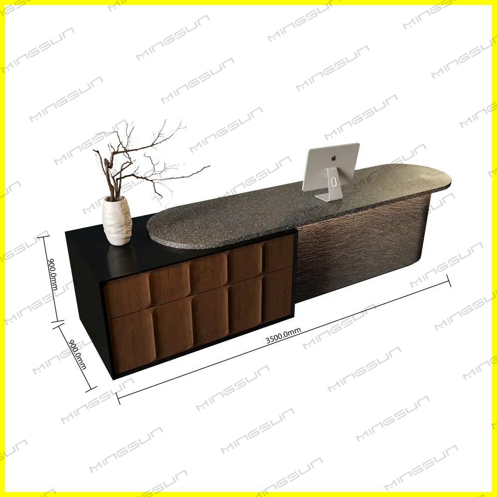 5000mm custom marble reception desk dimensions for large hospitality lobby projects - MINGSUN