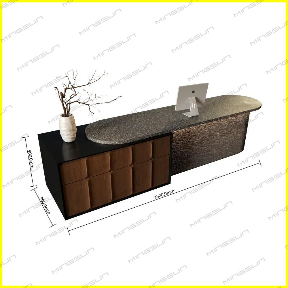5000mm custom marble reception desk dimensions for large hospitality lobby projects - MINGSUN