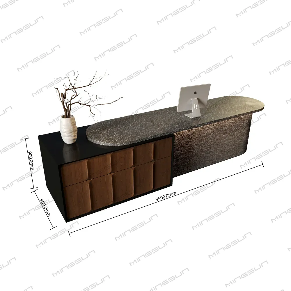 5000mm custom marble reception desk dimensions for large hospitality lobby projects - MINGSUN 5000mm custom marble reception desk dimensions for large hospitality lobby projects - MINGSUN