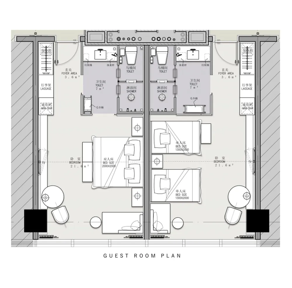 Guest room layout plan
