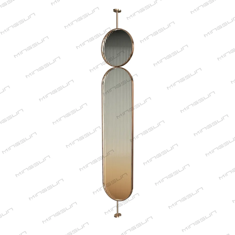 Modern decorative panel with reeded glass and a copper frame. - MINGSUN Modern decorative panel with reeded glass and a copper frame. - MINGSUN