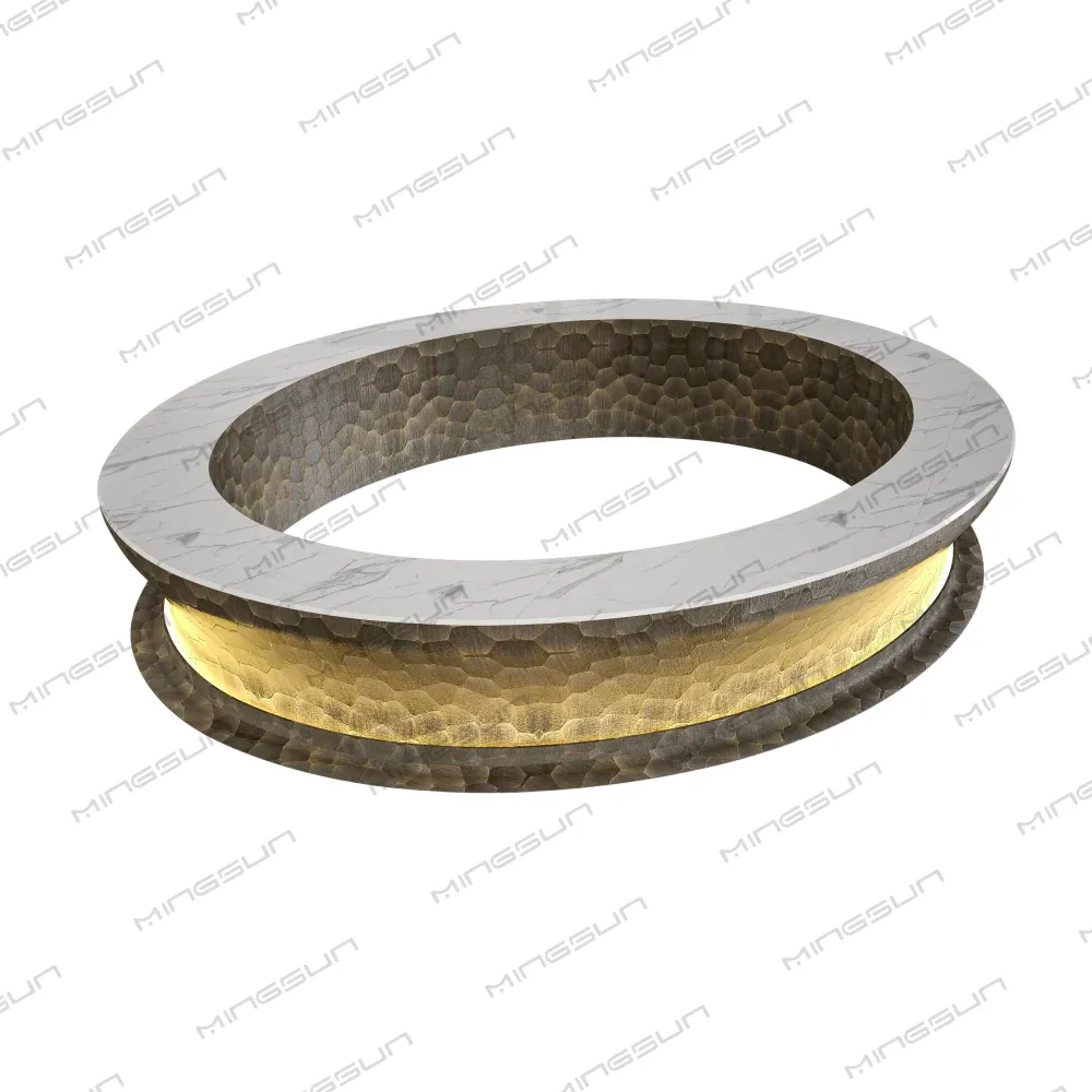 Oval coffee table with textured gray metal and marble top, illuminated band. - MINGSUN Oval coffee table with textured gray metal and marble top, illuminated band. - MINGSUN