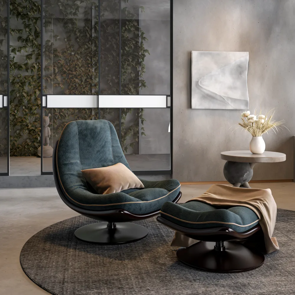 boutique-hotel-lobby-furniture-swivel-chair-ottoman-set