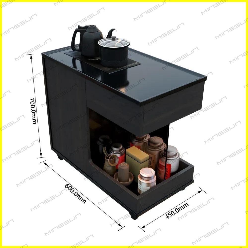 compact-smart-tea-cart-700mm-by-600mm-with-induction-cooker-hotel-suite-furnishing - MINGSUN