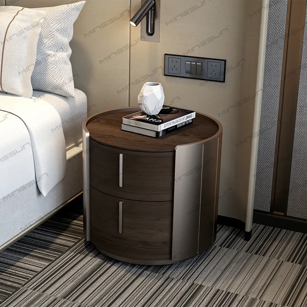 contemporary-hotel-nightstand-placed-beside-bed-with-integrated-charging-outlet-design - MINGSUN