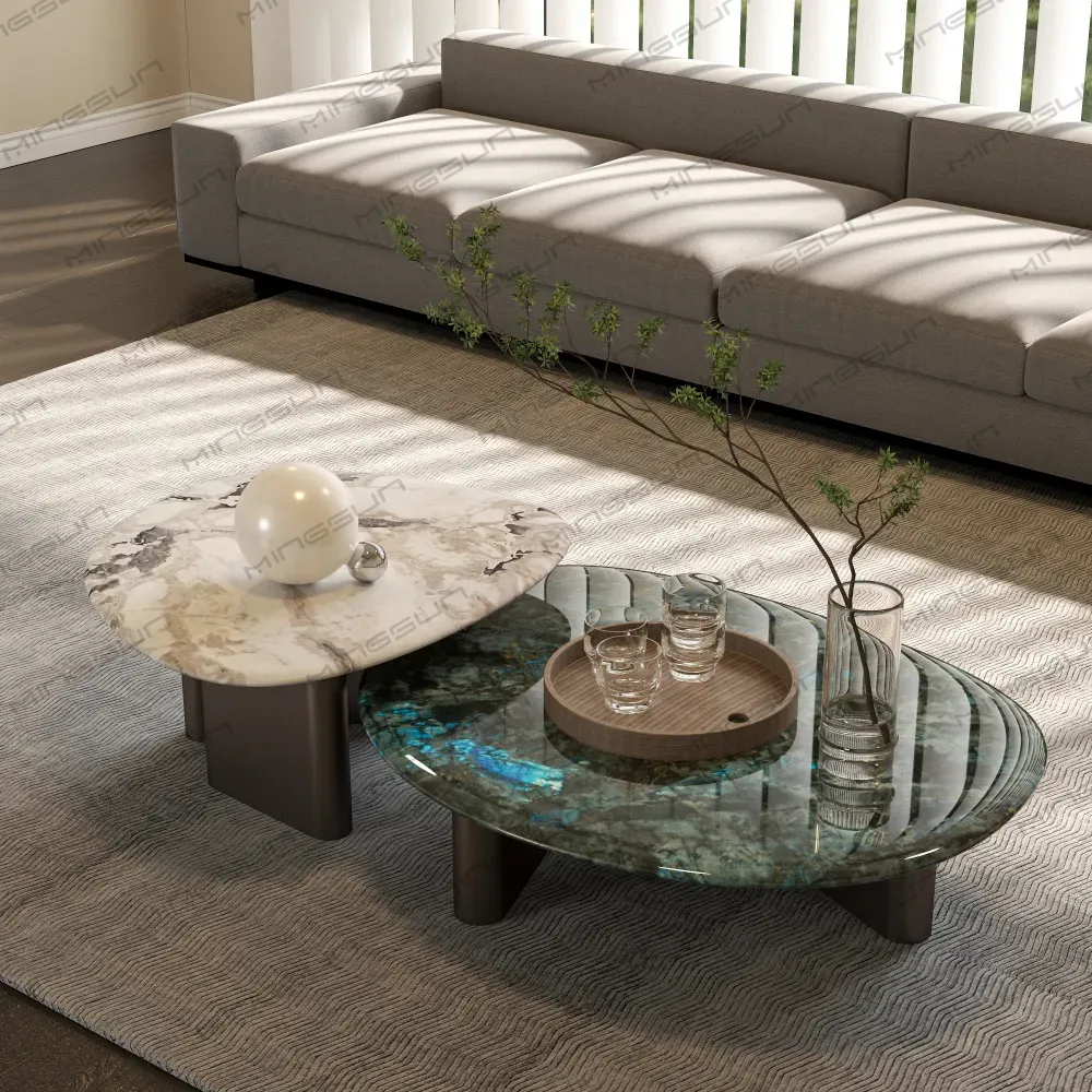 contemporary-living-room-with-marble-coffee-tables-sofa - MINGSUN contemporary-living-room-with-marble-coffee-tables-sofa - MINGSUN