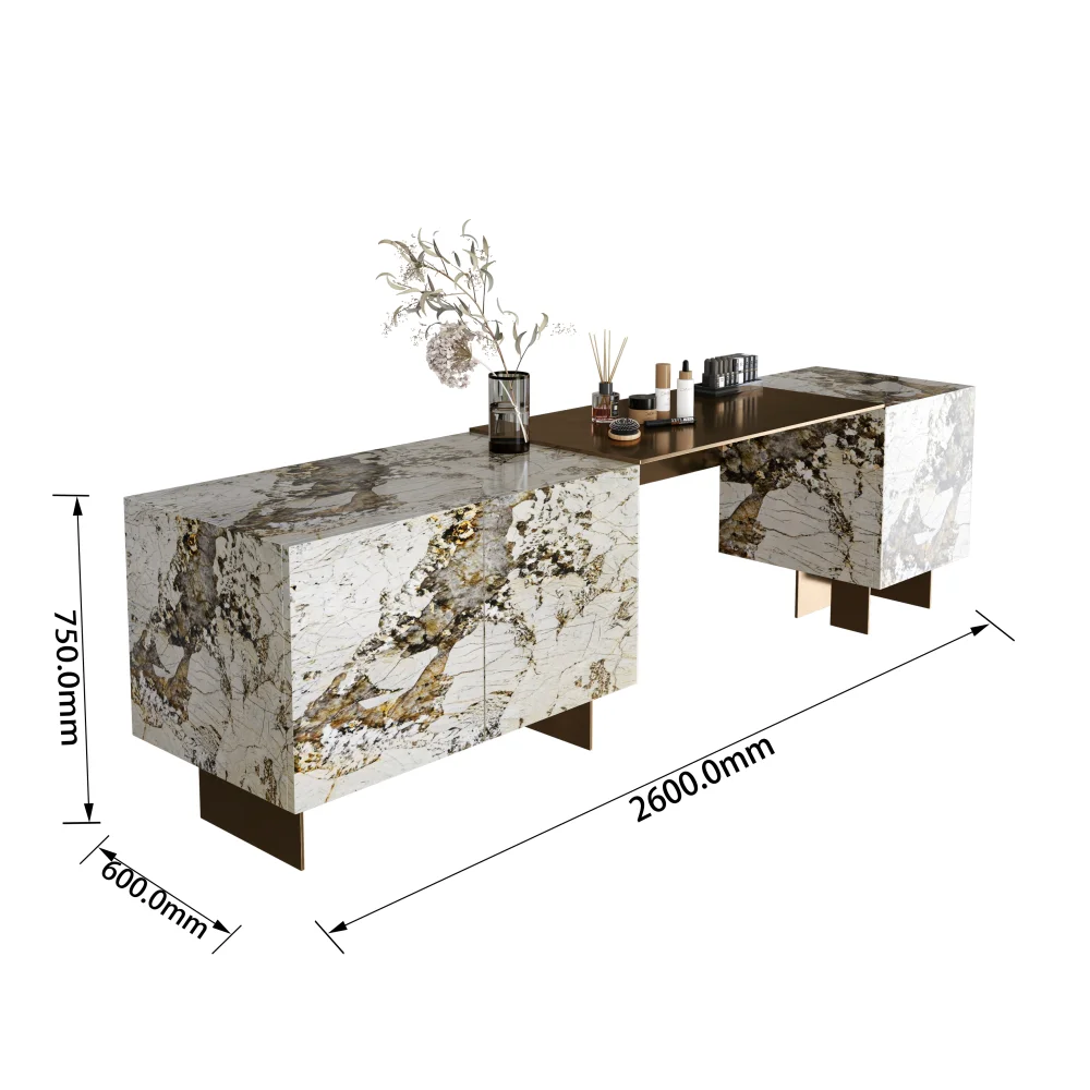 custom-luxury-dressing-table-dimensions-2600x750x600mm-white-gold-marble-top-and-gold-metal-base