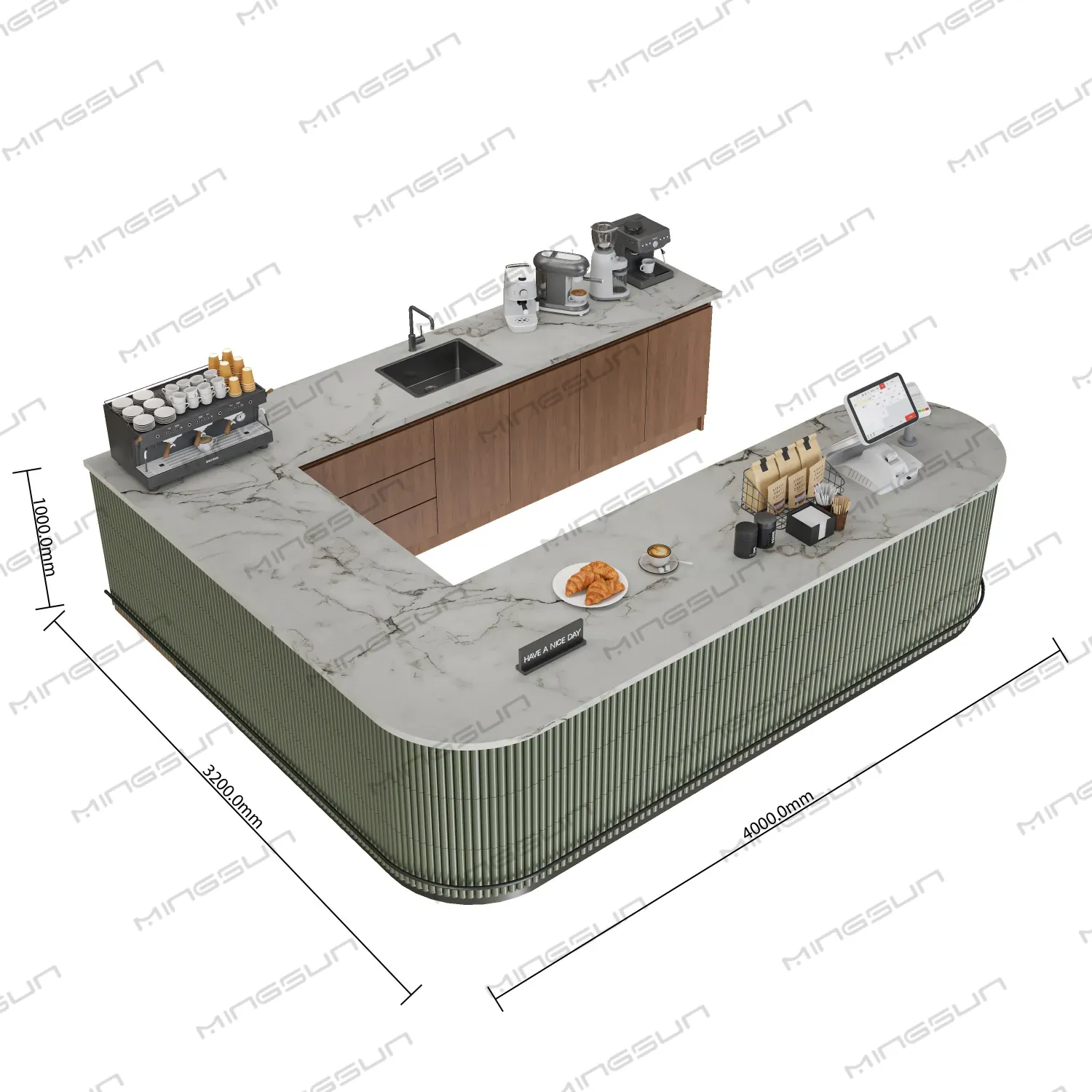 customizable-dimensions-luxury-coffee-counter-for-resort-hotels-4000mm - MINGSUN