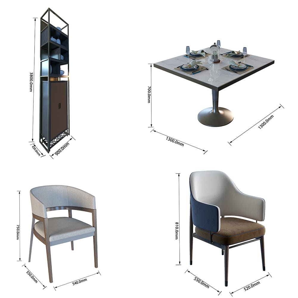 Luxury Hotel Restaurant Furniture Set – Custom Marble Table, Upholstered Chair  (2)