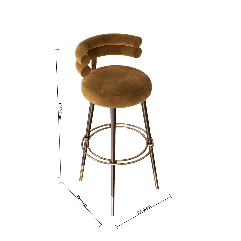 كرسي بار فندقي بأبعاد 1050 مم مع مسند ظهر منحني مريح - مينغسون