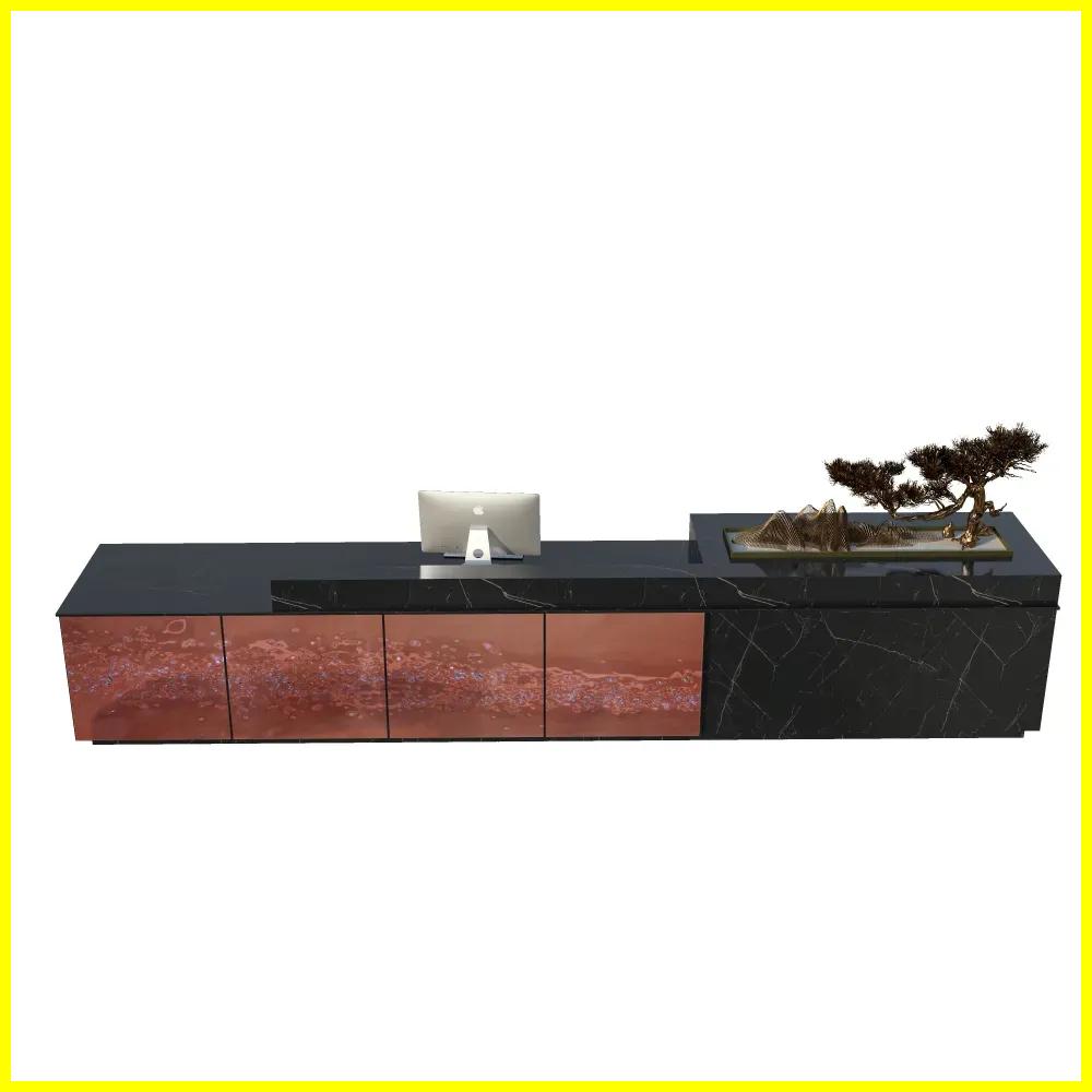 durable marble office front desk with built in computer station - MINGSUN