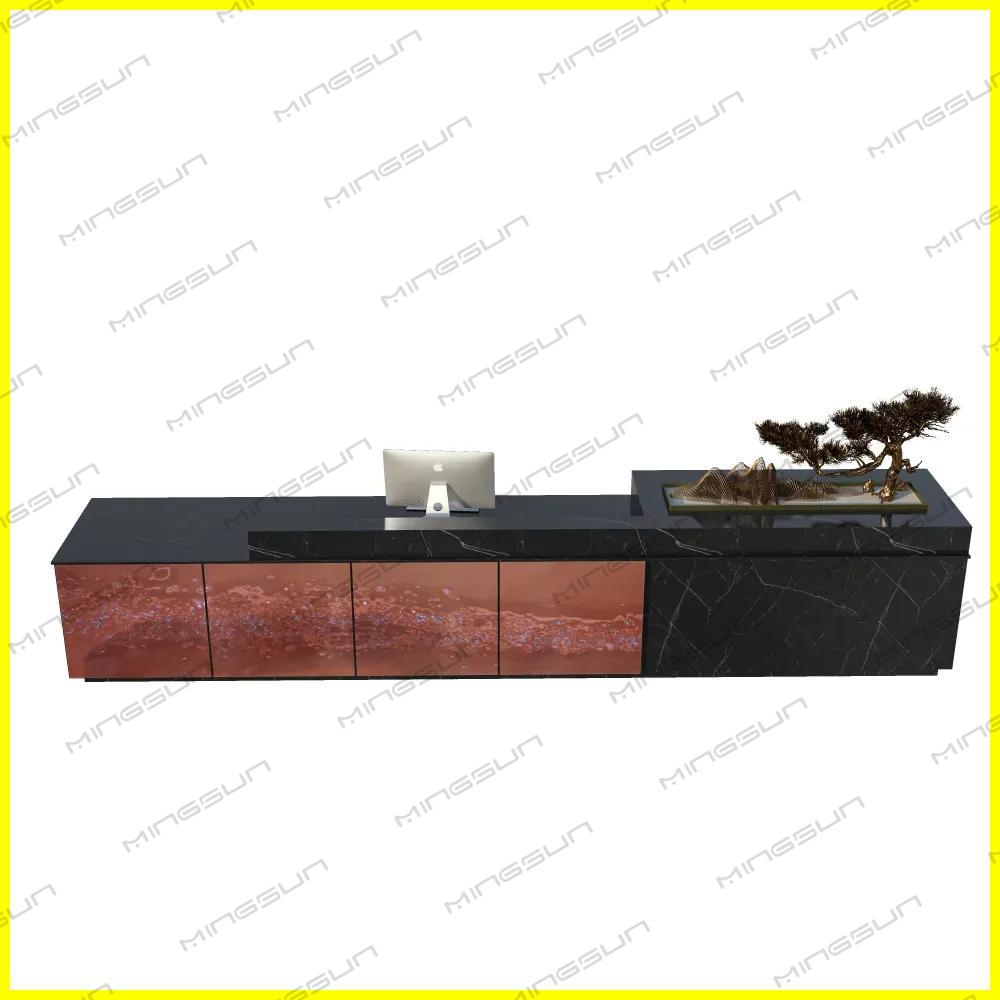 durable marble office front desk with built in computer station - MINGSUN