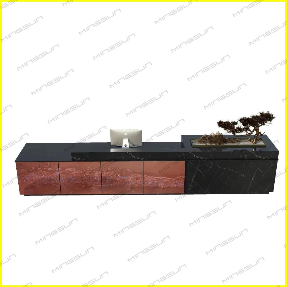 durable marble office front desk with built in computer station - MINGSUN