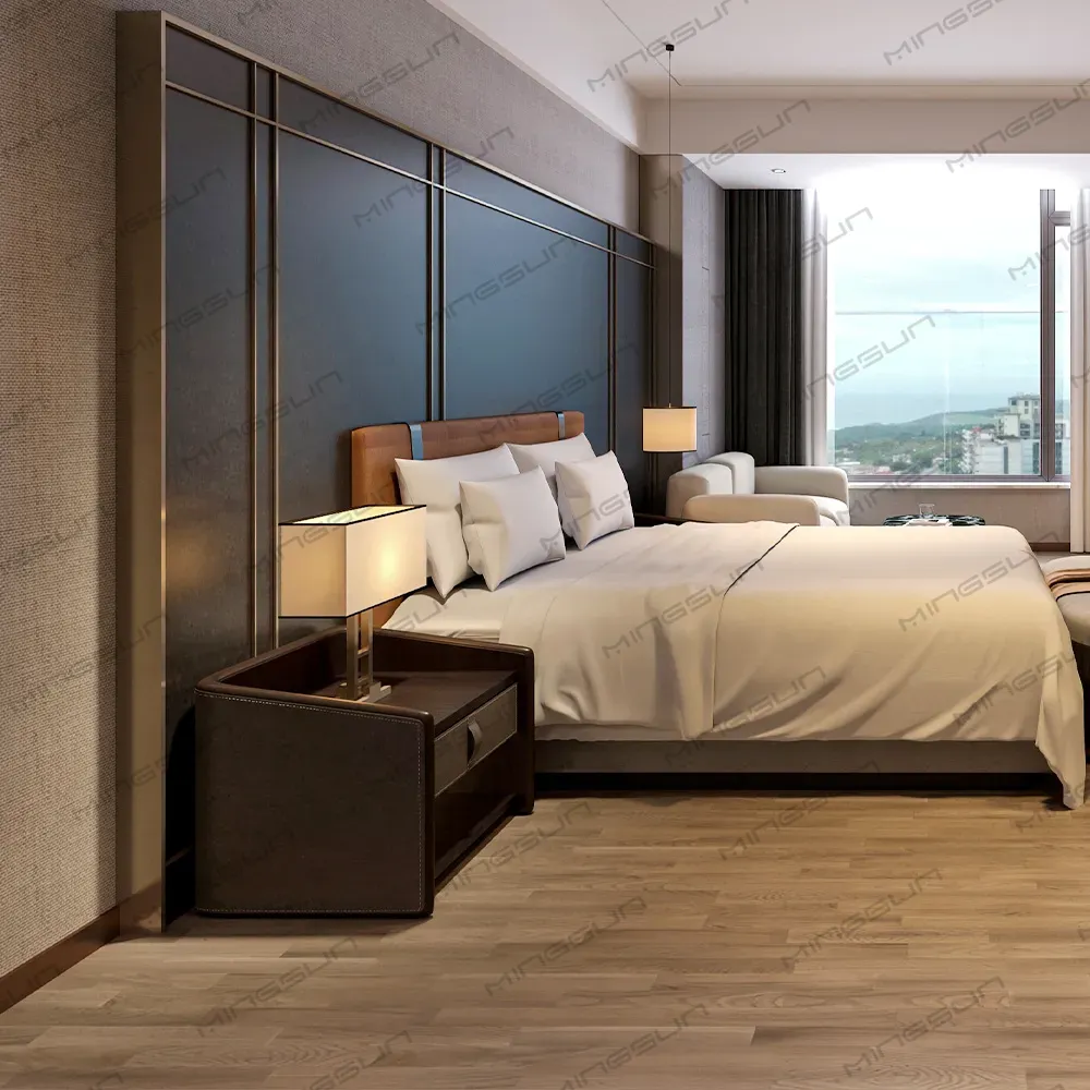 elegant-hotel-bedroom-suite-with-dark-wood-nightstand-and-sea-view-window - MINGSUN elegant-hotel-bedroom-suite-with-dark-wood-nightstand-and-sea-view-window - MINGSUN
